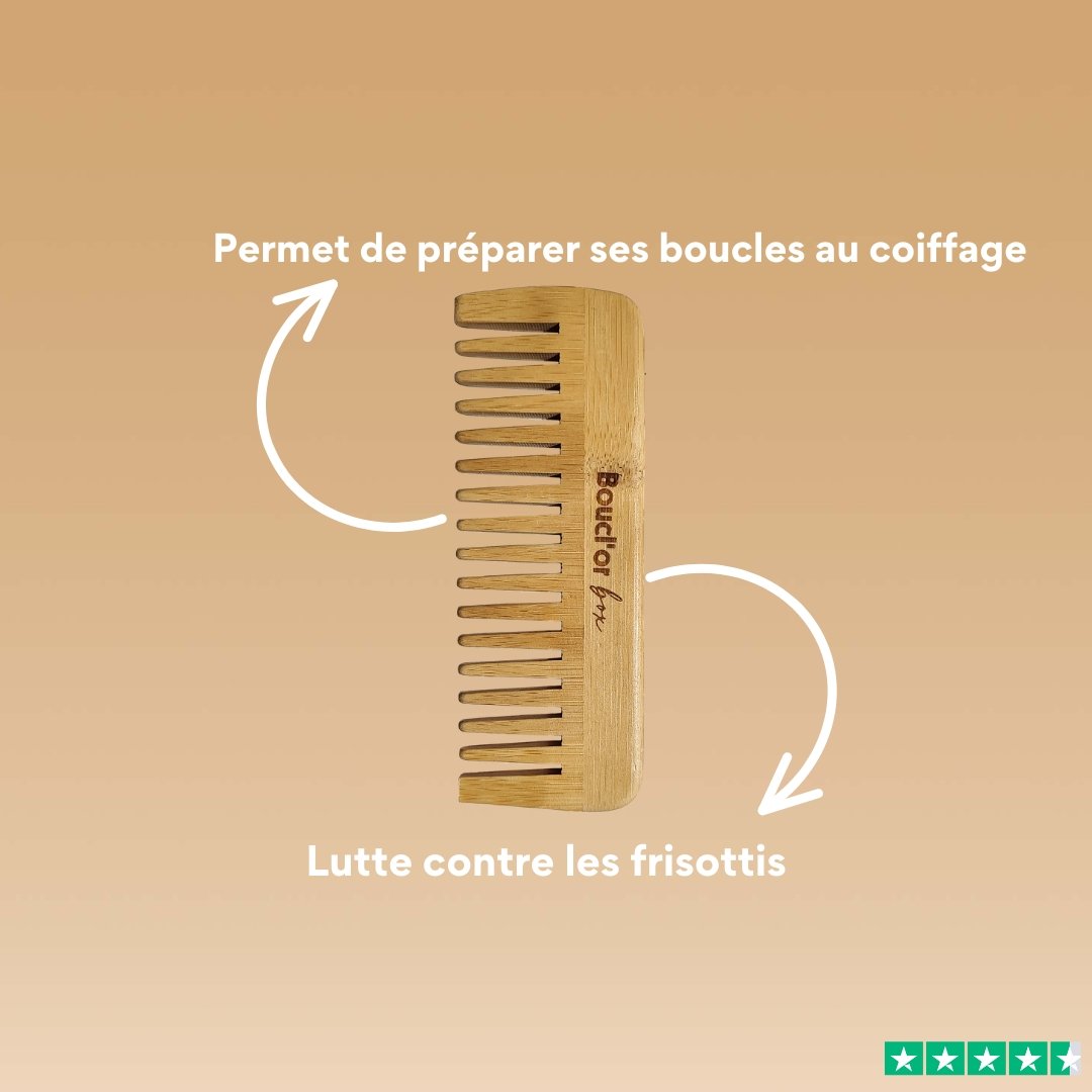 Peigne à dents larges en Bois pour Cheveux Bouclés - BOUCLOR BOX